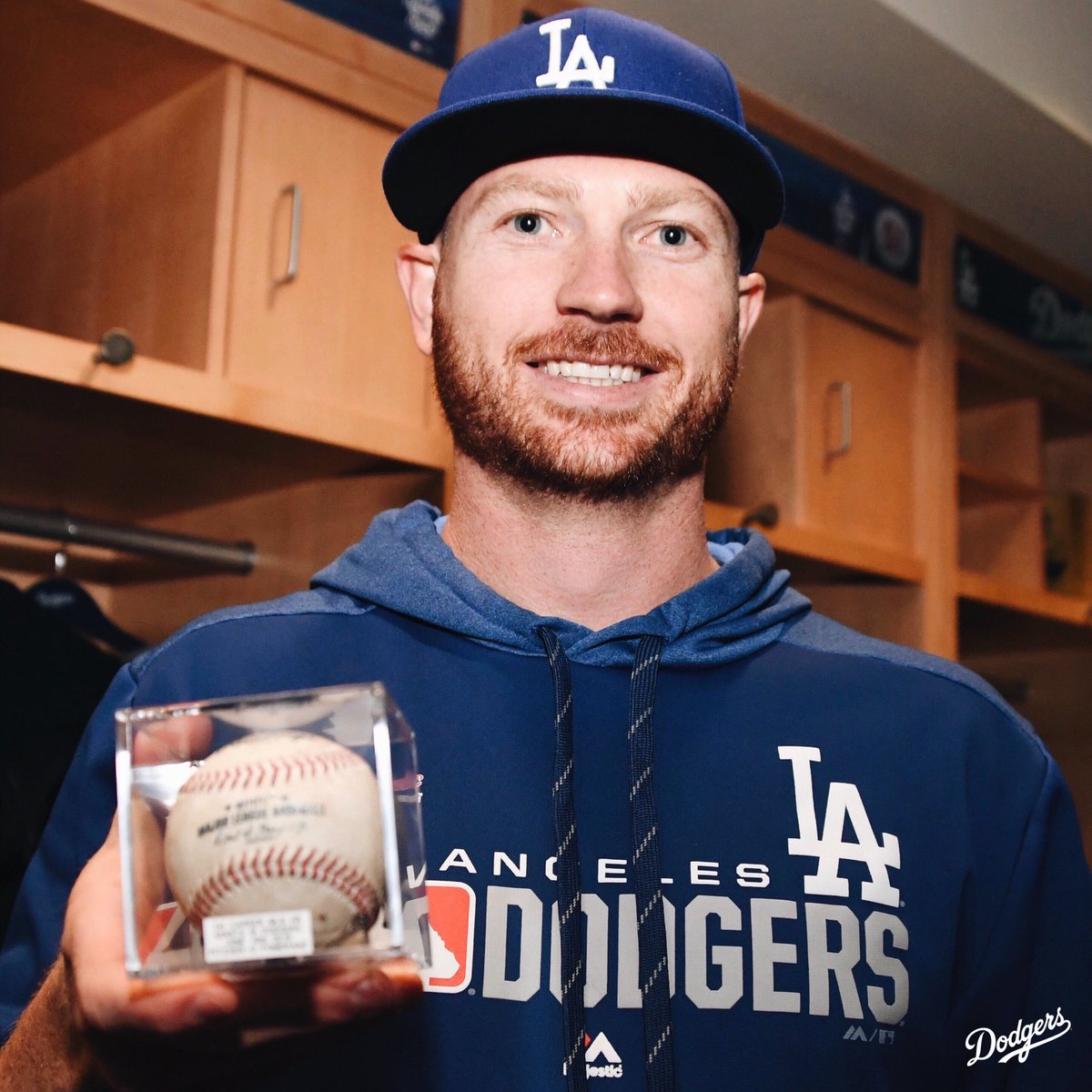 Dodgers's tweet photo. First career home run ball secured. https://t.co/VQAVf1l0R0