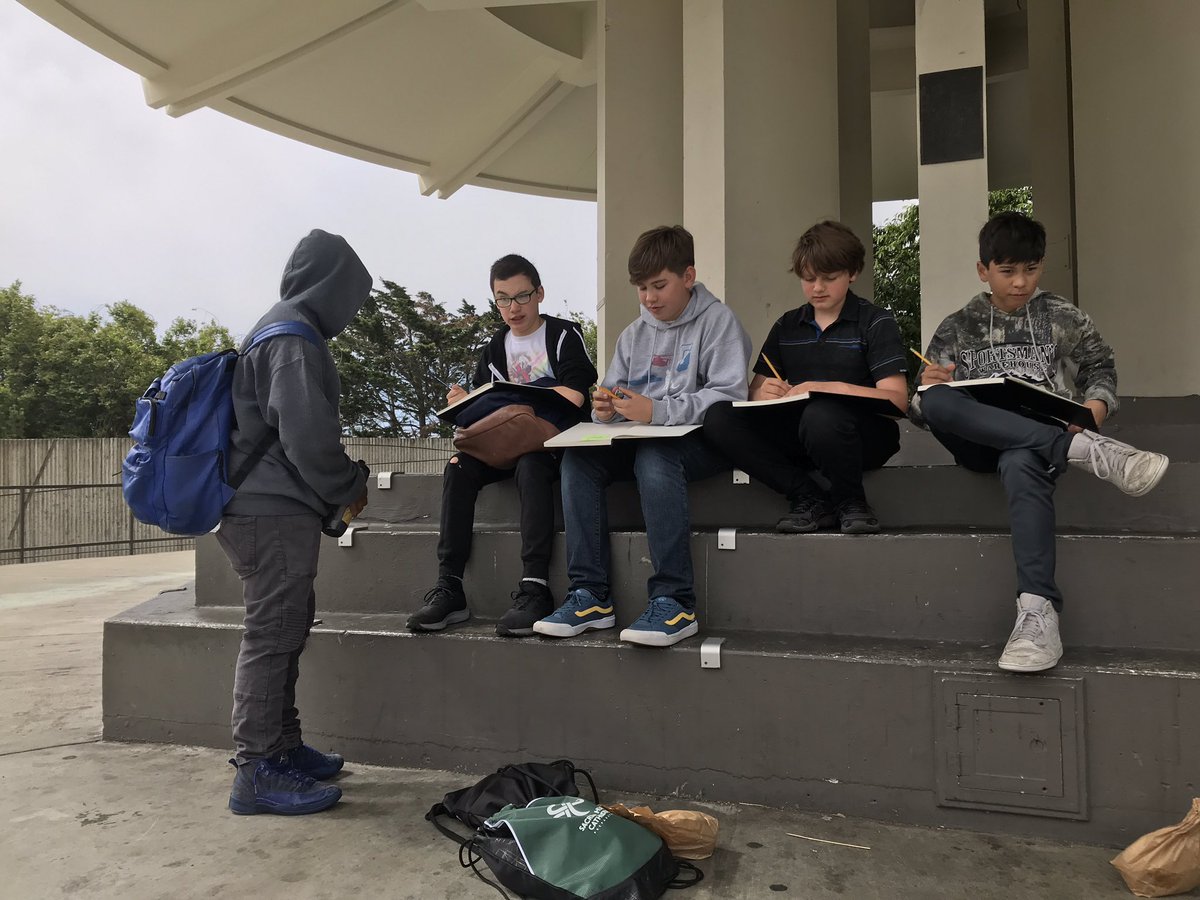 bmchugh00's tweet photo. Tuesday in Japantown. SHC Studio Art Campers getting some strong drawing done in their sketchbooks! #SHCsummer https://t.co/bYLIRCO50g
