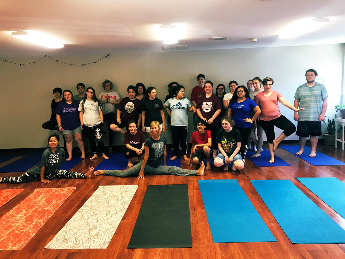 ptrenor's tweet photo. Had a great day at Yoga Wellness Studio with our Summer PE kids.  A big shout-out to Tina and Lily Jones for having us! #yoga #uhsPE #namaste #SummerPE @UrbanaHS_OH https://t.co/9VQT5dIpjF