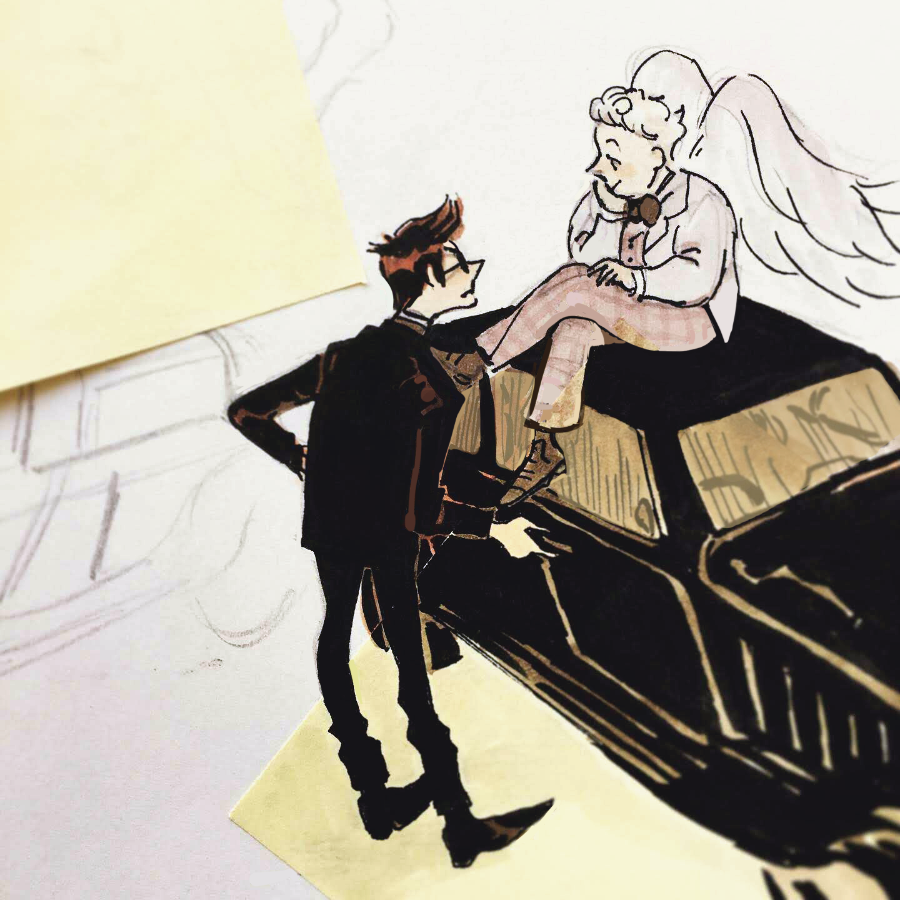 xoxobouma's tweet photo. btw, i have an art-only insta for sketches: https://t.co/tHzMyGYput 
i've been posting #goodomens doodles like these! so as not to spam twitter lol... so if u want more while i'm obsessed, here it will b https://t.co/kNZYEC8Ohm