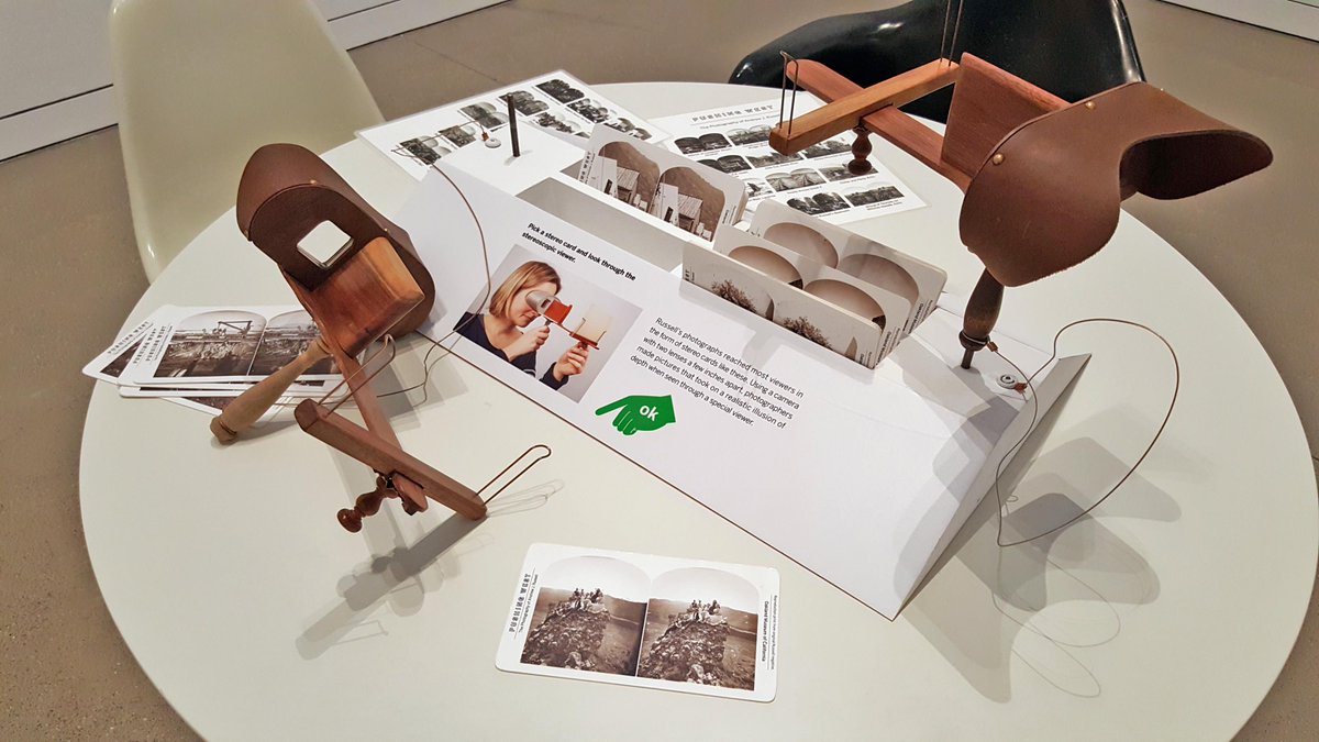 OCC_3D's tweet photo. Oversized, unlabeled cards. Stereoscopes with crummy optics and wobbly cardholders. A headache-inducing experience at the @oaklandmuseumca Andrew J. Russell exhibit. When will museums learn how to properly display #stereophotography?

https://t.co/sfyVnXiArm https://t.co/bZ5f5SmXfJ