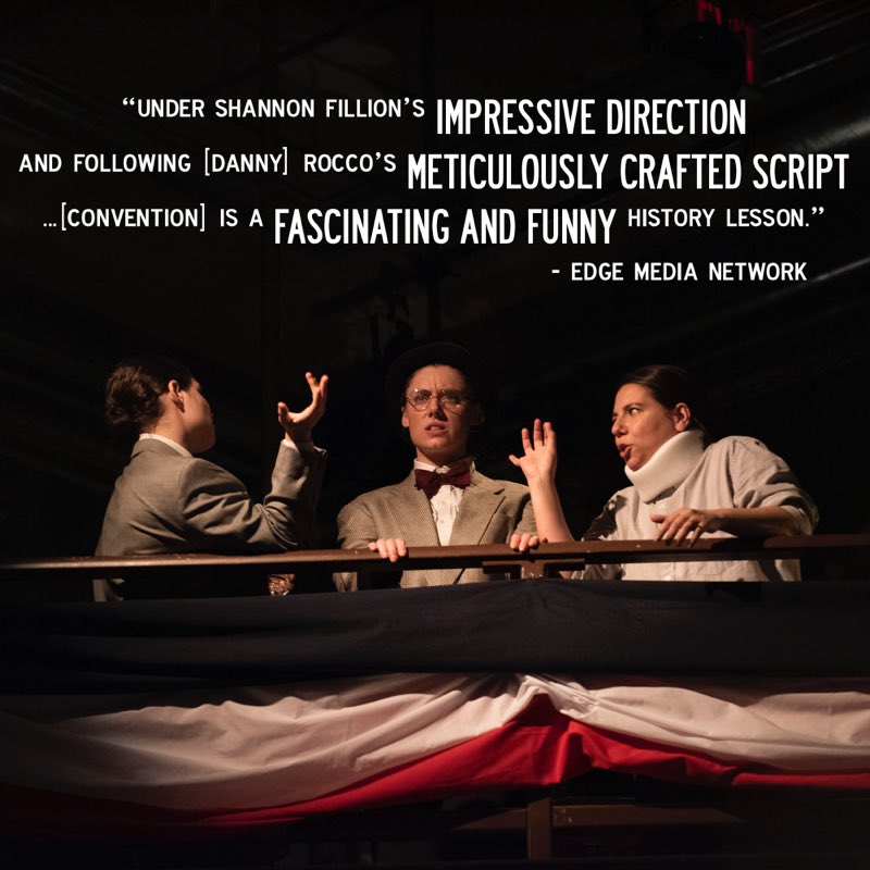 convention1944's tweet photo. Thank you @EdgeMediaNet and @BPie7 for the awesome review! Only 9 shows left! What are you waiting for?? https://t.co/MZVWfhLtmp #ConventionThePlay #ImmersiveTheatre #NYC #Brooklyn https://t.co/GqFGYIgCQU