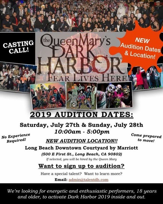 QMSliders's tweet photo. *UPDATED DATES &amp; LOCATION*
•
It’s that time of the year! 
DARK HARBOR AUDITIONS!
•
Auditions are Saturday July 27th &amp; Sunday July 28th!
•
QM SLIDER AUDITIONS ARE STILL TBD
•
•
#qmsliders #officialqmsliders #qmsliders2019 #haunt #hauntlife #socalhaunt #qmdarkharbor #darkh… https://t.co/DLFjeMSbYb