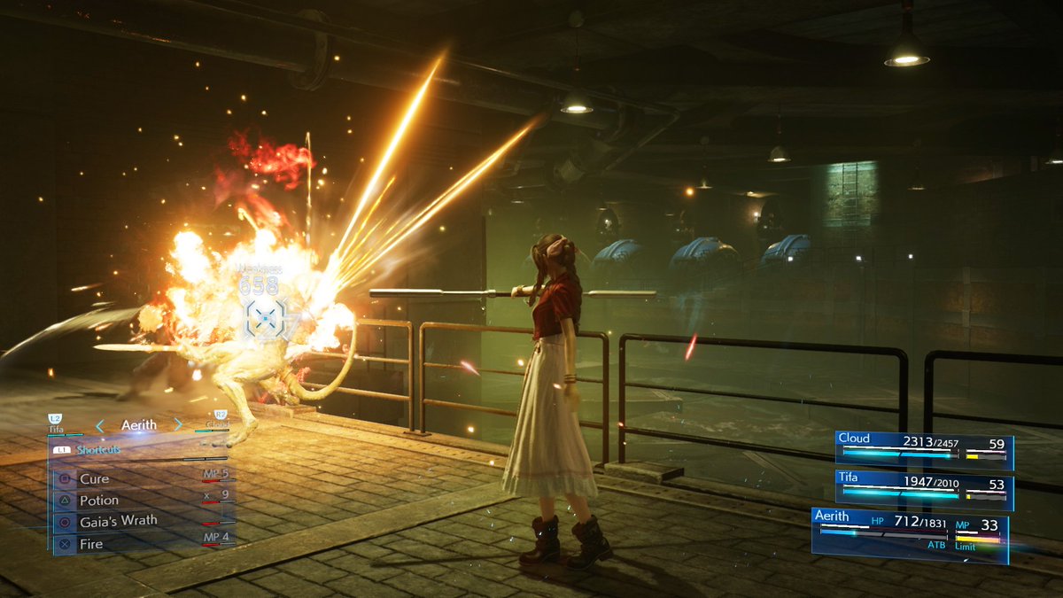 Aerith in battle for Remake