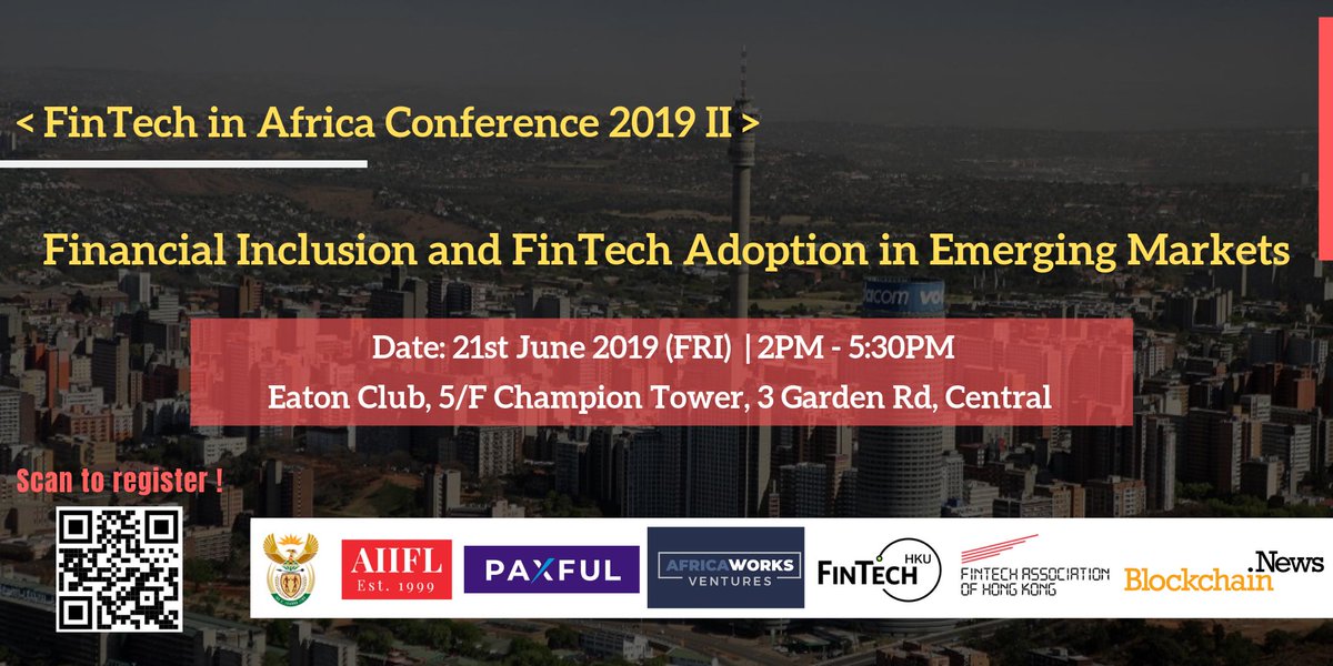 Join us TOMORROW at Eaton Club for #FinTech in #Africa #Conference! Meet &amp; #network with distinguished speakers from <a href="/paxful/">Paxful</a>, the South African Consulate General, @FTAHKofficial, <a href="/whub_io/">whub_io</a>, #HKU &amp; Africa Works Ventures. REGISTER NOW: bit.ly/fintechinafrica