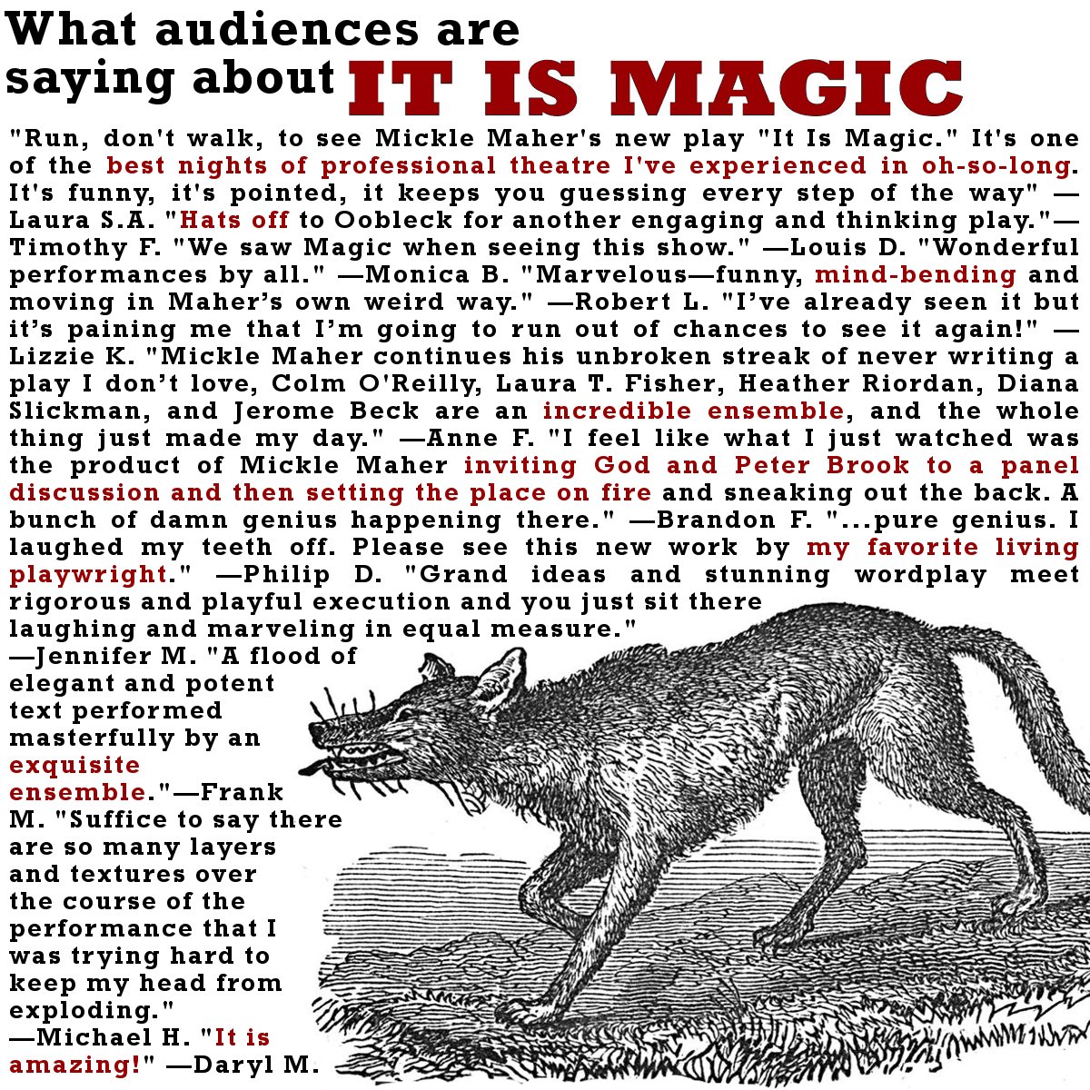 TheaterOobleck's tweet image. 5 more performances only. Must close June 29. Tickets going fast. #ItIsMagic bit.ly/It-Is-Magic