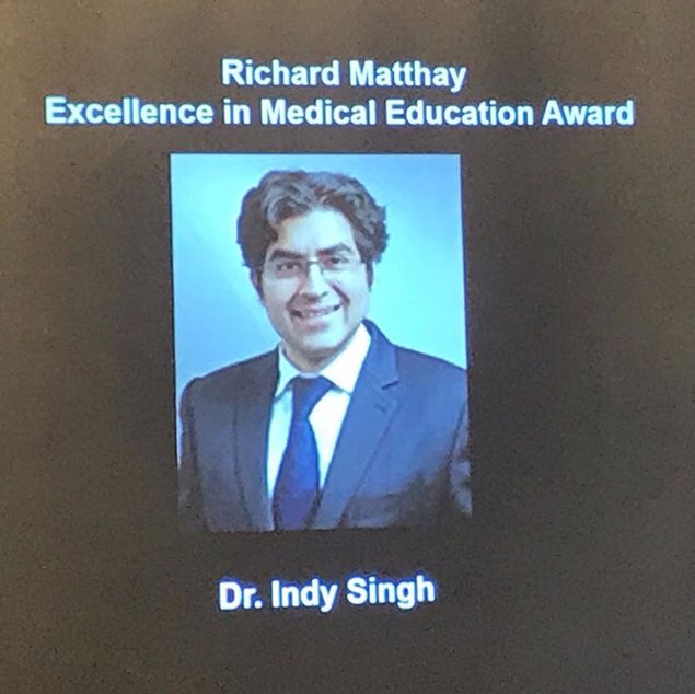 Congratulations to Dr. Singh, awarded with the Richard Matthay Excellence in teaching! Has been with us only a year, leading our pulmonary vascular program, but has already made a large impact on the fellows. Thank you!! #bestfaculty @YalePCCSM