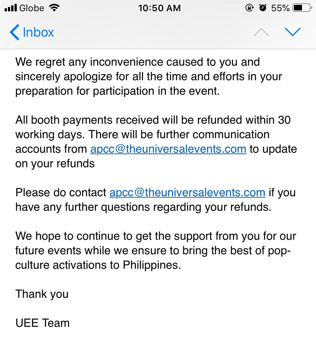 DettsuArt's tweet photo. Update: they finally emailed! In case any of the artists here that applied or paid for their booths haven’t received an email, here’s what they sent to us
#APCC2019 https://t.co/CEeRcByl18