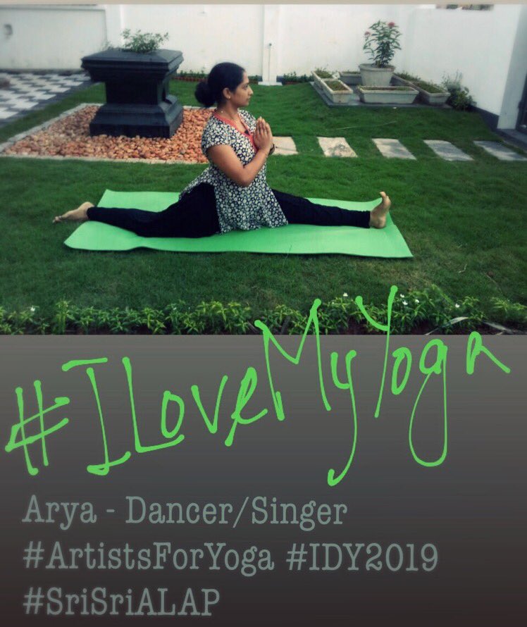 SriSriALAP's tweet photo. Post a picture in any yoga posture!#ILoveMyYoga Challenge #Arya #DancerSinger #ArtistsForYoga #SriSriALAP @SriSri @Bhanujgd @AOLSwamiji @sundaranana @curadomar @DrRichaChopra1 @jyothirmayah @Swamiparamtej @dkashikar @DineshGhodke https://t.co/Uxbg8StPP4