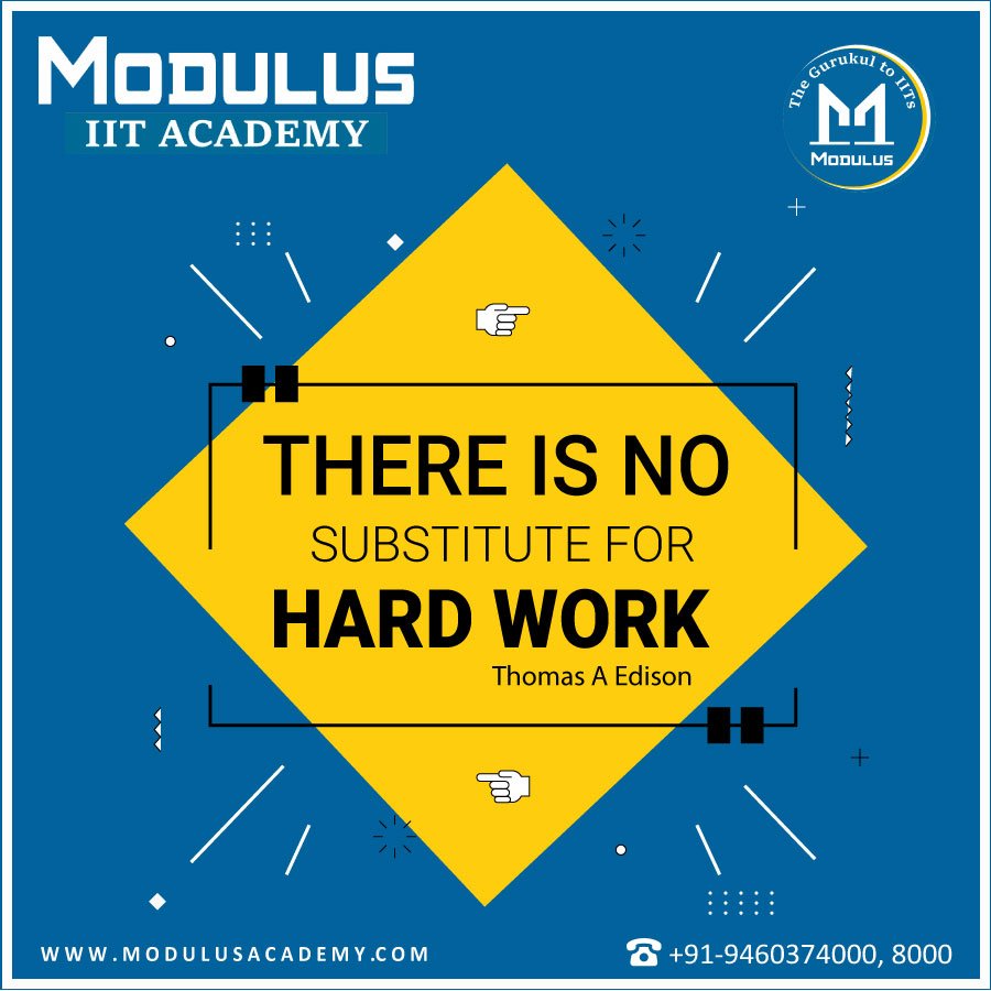 ModulusAcademy's tweet photo. # Thought of the day #
"There is no substitute for hard work"
Join Modulus IIT Academy for making a better future.
#Todaysthought #Motivation #Dreams #Success #Goals #Achievement #Preparation #IITANS #IITAcademy #IITCoaching #IITJEEInstitute #Education #Hustle #Motivationalquotes https://t.co/l0g2YoSdT8
