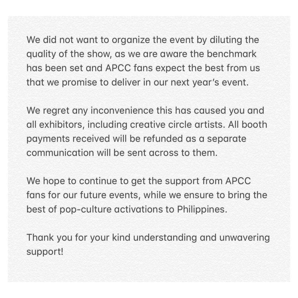 Important Announcement. 😰 #APCCPH2019 #AsiaPOPComicon