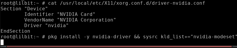 possnfiffer's tweet photo. #FreeBSDDay Happy FreeBSD  Day! I love how simple it is to setup a 750 Ti @NVIDIAGeForce graphics card. Two commands and one config file. 1) pkg install -y nvidia-driver 2) sysrc kld_list+="nvidia-modeset" 3) config file: /usr/local/etc/X11/xorg.conf.d/driver-nvidia.conf https://t.co/DEOuCSUJ2Z