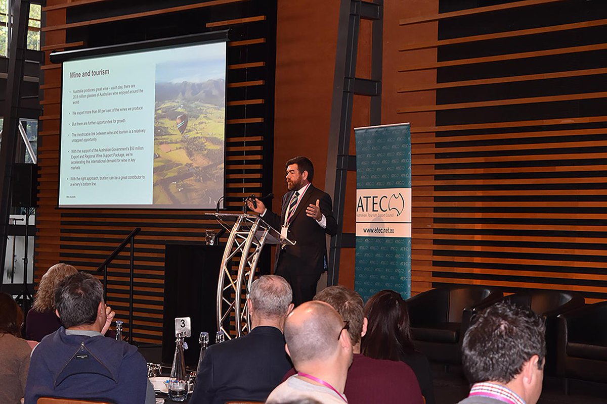 wine_australia's tweet photo. Official opening of @ATECtoday National Wine Tourism Conference #beyondthebarrel at @NatWineCentre with Tourism Minister @birmo – a great initiative supported by the Australian Government’s $50m Package #ERWSP #winetourism #btb19 https://t.co/vkF7anNcjC