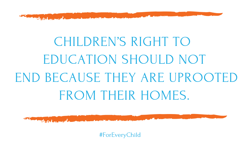 UNICEFEducation's tweet photo. Today is #WorldRefugeeDay. 

Refugee children are 5 times more likely to be out of school than other children. 

Without an #education, they risk losing their futures.😔 https://t.co/bKEB02IeTr