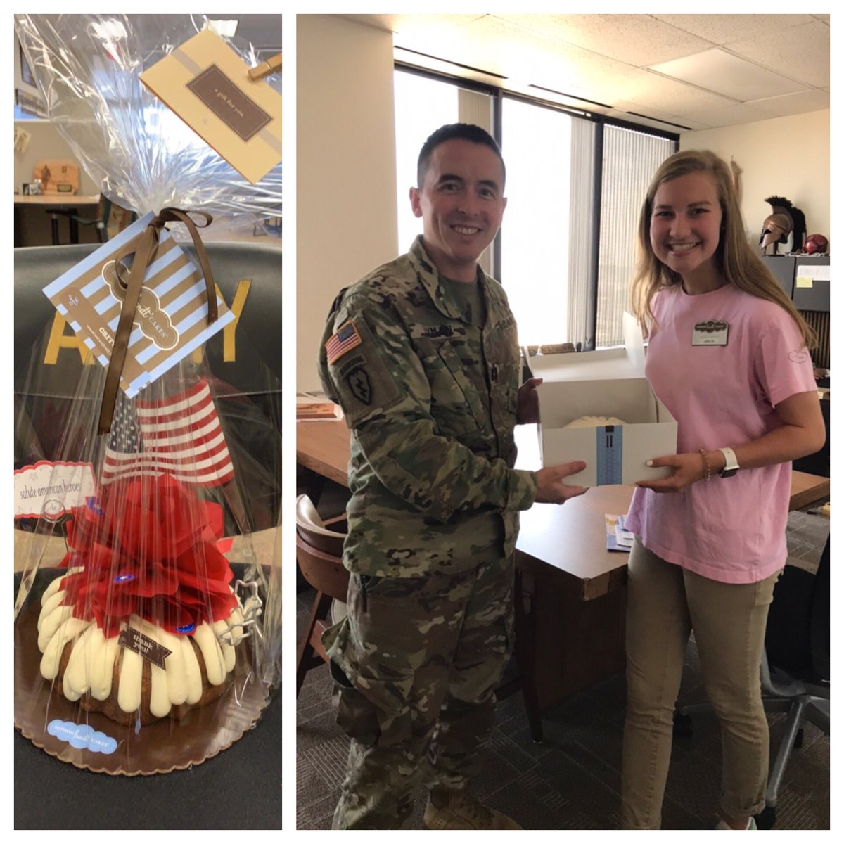 CaptainLyman's tweet photo. The Nothing Bundt Cakes Company Supports the Troops! 
A very special thank you for the cake donations to the Waco Army Recruiting Company and Station.  
Thank you very much to Ms. Ashlyn Smith out of the Waco store.  She is very professional and polite! https://t.co/qlvsXrM9Fo
