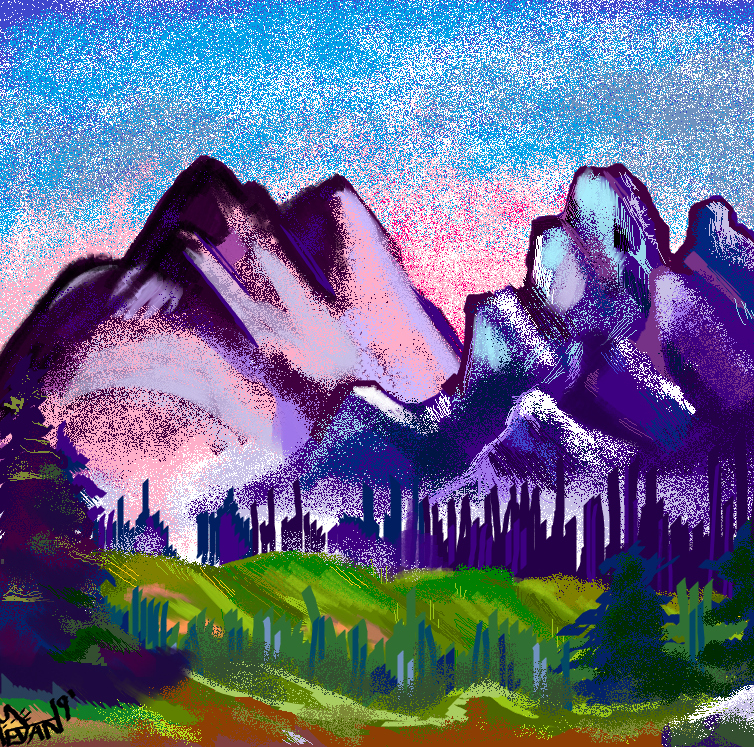 Peraltistark's tweet photo. SO even tho @youresoloud stopped streaming I tried to do the Bob Ross painting in MS PAINT #yslstream ! https://t.co/caeo7pcZnN