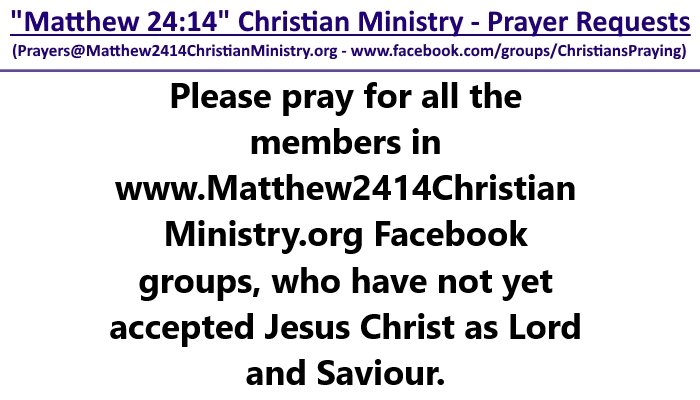 Matthew_2414's tweet image. Thursday, 20th June

Facebook: Facebook.com/groups/Christi…
Email: prayers@matthew2414christianministry.org
Instagram: Instagram.com/Ask.Prayer  / "Ask.Prayer"

#prayerhelp #prayerpartnering #prayerforme #prayerchain #prayerassistance