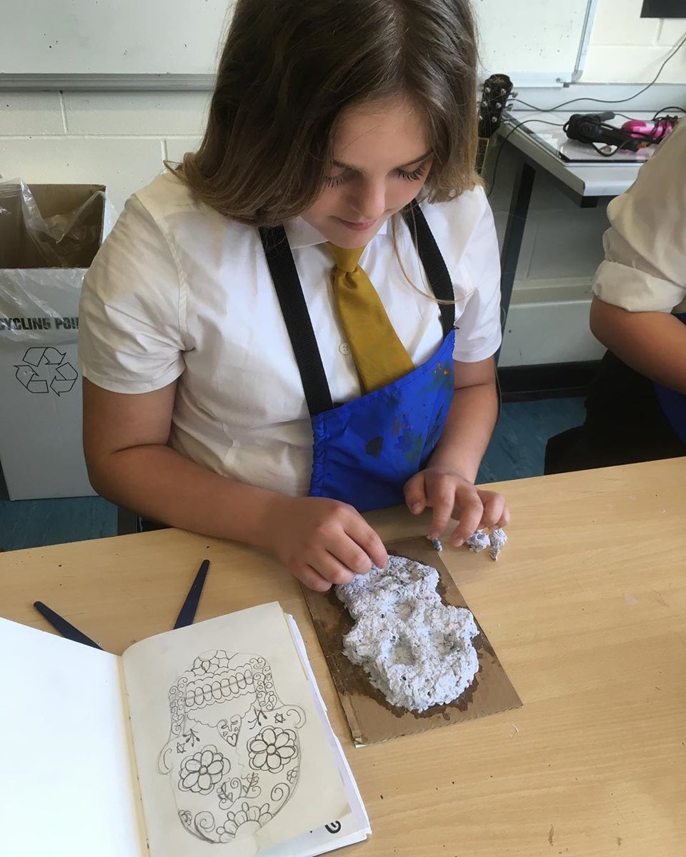 MiltoncrossAcad's tweet photo. Lots of Day of the Dead inspired skulls made from paper pulp recently - messy but fun! 💀

Now to let them dry out ready for painting 🎨 https://t.co/NriE9SkiT4