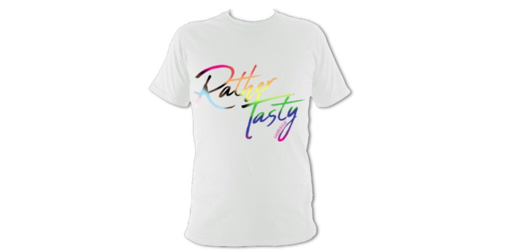 marishawallace's tweet photo. ๐Rather Tasty Merch! ๐ Is now available! And I made a special one for Pride! 20ยฃ and I have some other cool colors as well. Proceeds from the Pride shirts with go to a charity for LGBTQ youth. #rathertasty
https://t.co/ZPeV0bssqN https://t.co/97LtChG7qg