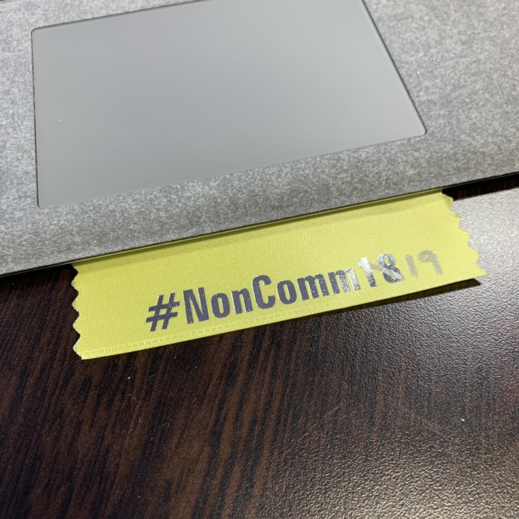 JPWard's tweet photo. So, I was #NonComm19 &amp; now I got a yellow stick on thing and today it’s stuck to my 💻 #AVtweeps https://t.co/kyF5El89au