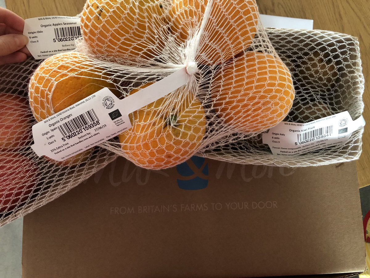 cmlawrence5's tweet photo. @MullerUKandI Extremely disappointed with supposed environmentally friendly option from Milk &amp; More - organic fruit box reads 'from Britain's farms'... Fruit labels say Ecuador, Chile, Spain &amp; Italy?! Plus lots of packaging and plastic labels😡#WarOnPlastic @HughFW @itsanitarani https://t.co/uWlDjGcx9k
