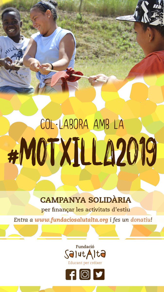 Un any més l’<a href="/EsplaiCel/">Esplai C.E.L (Centre d'Esplai Loiola)</a>, <a href="/Aspirantat/">aspirantat</a> i <a href="/esplaicracrac/">Esplai Cra-crac</a> han volgut sumar-se al repte de la #Motxilla2019. Si tu també creus en el potencial del #lleure, anima't i fes la teva aportació: fsa.crm.socialsj.cat/motxilla2019. Gràcies per la confiança! 🤗