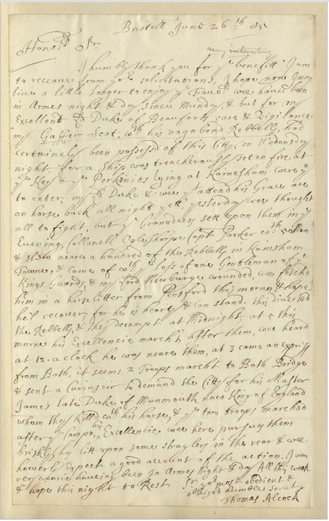 SueCooperBridge's tweet photo. @ThorEwing @jdmccafferty @Warwalks @RoyalStuartSoc @royalhistorian @_drsang @earlymodernists @kirsteenMM @johnalan57 In my biographical account on Thomas Alcock I found this interesting letter from him to Sir. Robert Southwell on 'King' Monmouth. https://t.co/386pfsKDIt