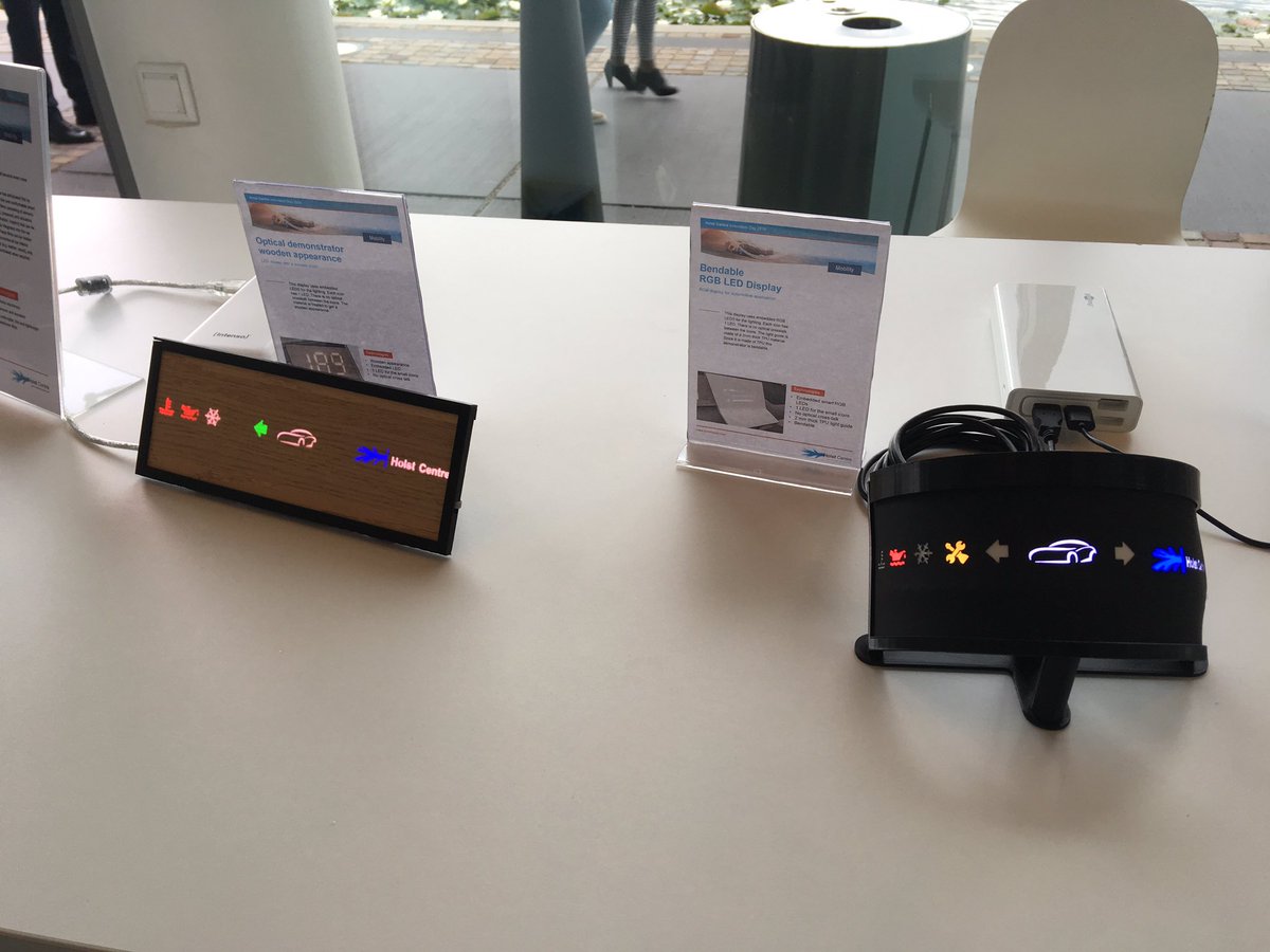 HolstCentre's tweet photo. Flexible RGB displays for automotive applications realized using in mold electronics #innovationday #holstcentre #ghostimage @TNO_pers @Brainport_ehv @imecNederland https://t.co/RXbU389Fol