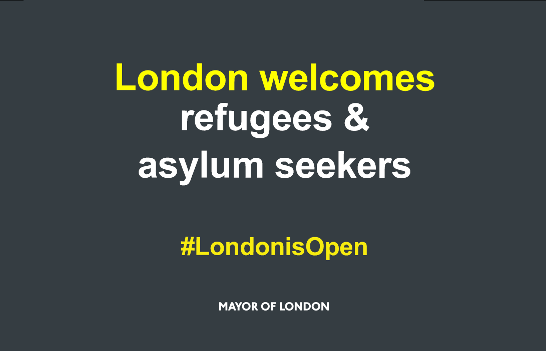 MayorofLondon's tweet photo. Now more than ever we must stand in solidarity with refugees &amp; asylum seekers who face hostile borders when fleeing violence &amp; persecution. To the Londoners who’ve opened hearts &amp; doors to take part in #CommunitySponsorship of refugees, you make our city great. #WorldRefugeeDay https://t.co/febDEzGp75