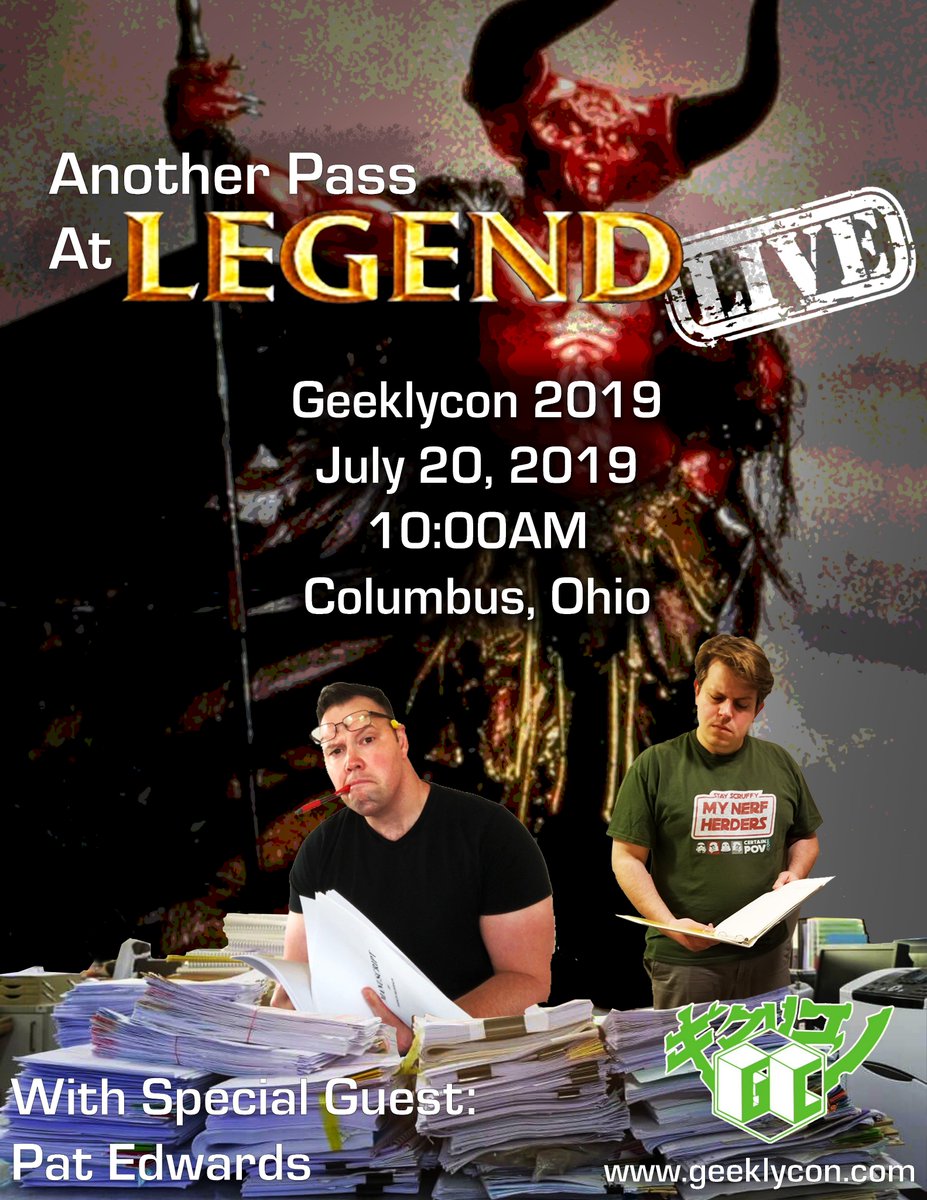 Do you like my podcast, Another Pass? Would you want to be a fly on the wall or maybe even participate in an episode? I'll be doing a show live at #GeeklyCon (July 18-21 2019) in Columbus, Ohio! I'll be joined by <a href="/ThePatEdwards/">Pat Edwards</a> to discuss "Legend"! (geeklycon.com )