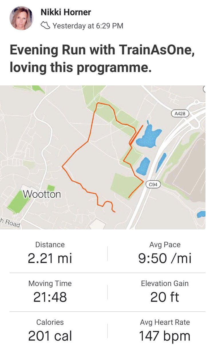 NikkiRunsUK's tweet photo. Feeling good with @TrainAsONE , loving the programme. @racecheck getting ready for @Great_Run @RoyalParksHalf @HappyDays_UK really want 2hr half marathon by September / October 😄 https://t.co/LYWhUWeiIQ