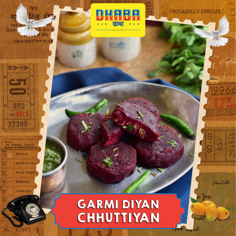 dhaba1986's tweet photo. Oye #Dhaba waalon! Dhaba laya summer da josh with “Garmi Diyan Chhuttiyan” menu! Seasonal dishes jaise BEET KI SHAMMI, to add to your gupshup, kahaniyan &amp; meethi memories. Log onto https://t.co/SKJoRkbRhw to make a booking at your nearest Dhaba! #Swadanusaar #GarmiDaJosh https://t.co/L8X9oP3FaF