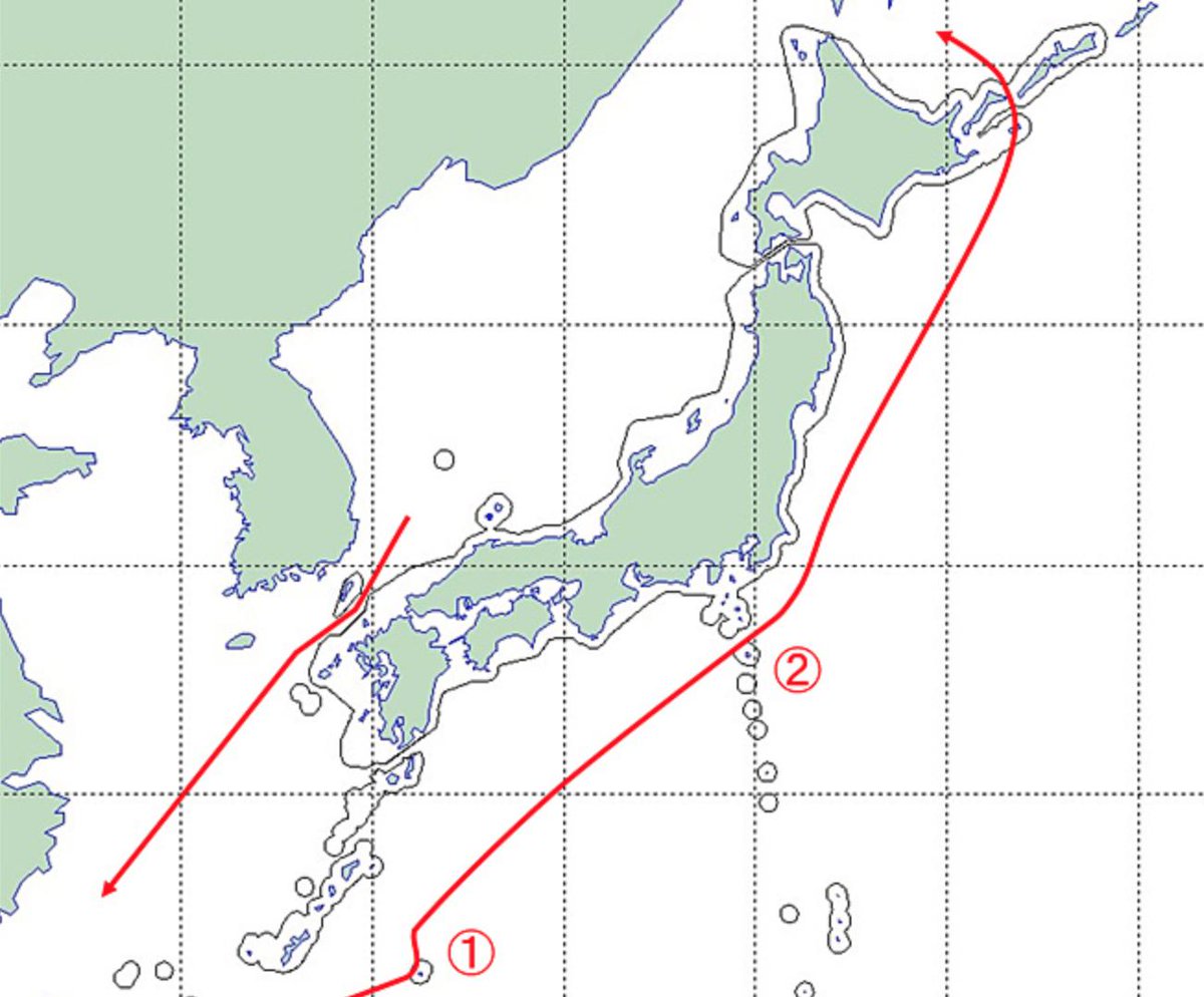 #New: 3 nuclear-capable Russian Tupolev Tu-95MS strategic bombers have violated Japanese airspace, according to #Japan's MoD. 1.) R. bombers entered Japanese airspace off Minamidaitōjima southeast of Okinawa and off Hachijō-jima in Philippine Sea.
Japan scrambled fighter jets.