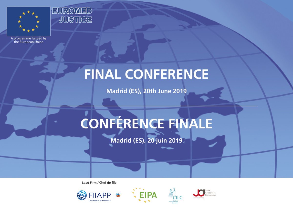 EuroMed Justice (@euromedjustice) on Twitter photo The current phase of the EuroMed Justice project is coming to an end. Our final #conference is taking place today in #Madrid. Time to reflect upon all the great achievements and to think about the future
<a href="/Eurojust/">Eurojust</a> #EJN <a href="/EU_Justice/">EU Justice</a> @eu_near <a href="/justiciagob/">Ministerio de la Presidencia, Justicia y R. Cortes</a>
#EuroMedConference The current phase of the EuroMed Justice project is coming to an end. Our final #conference is taking place today in #Madrid. Time to reflect upon all the great achievements and to think about the future
<a href="/Eurojust/">Eurojust</a> #EJN <a href="/EU_Justice/">EU Justice</a> @eu_near <a href="/justiciagob/">Ministerio de la Presidencia, Justicia y R. Cortes</a>
#EuroMedConference
