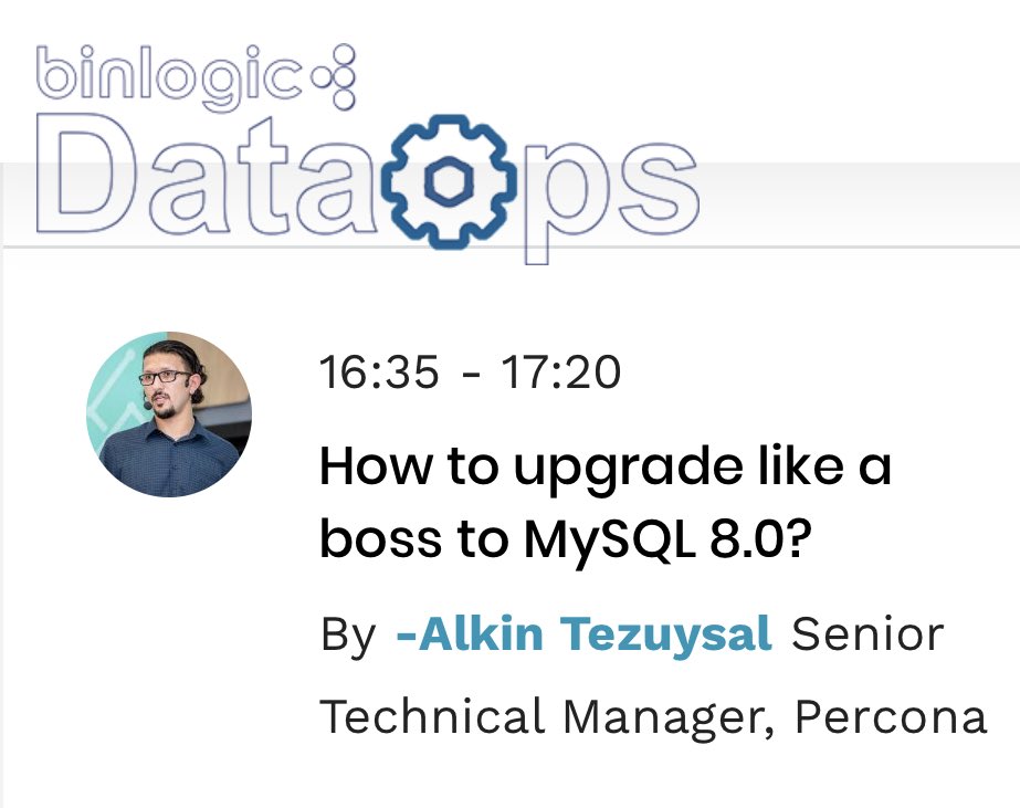 ask_dba's tweet image. Today I speak at #DataOps about #mysql8 upgrade techniques.