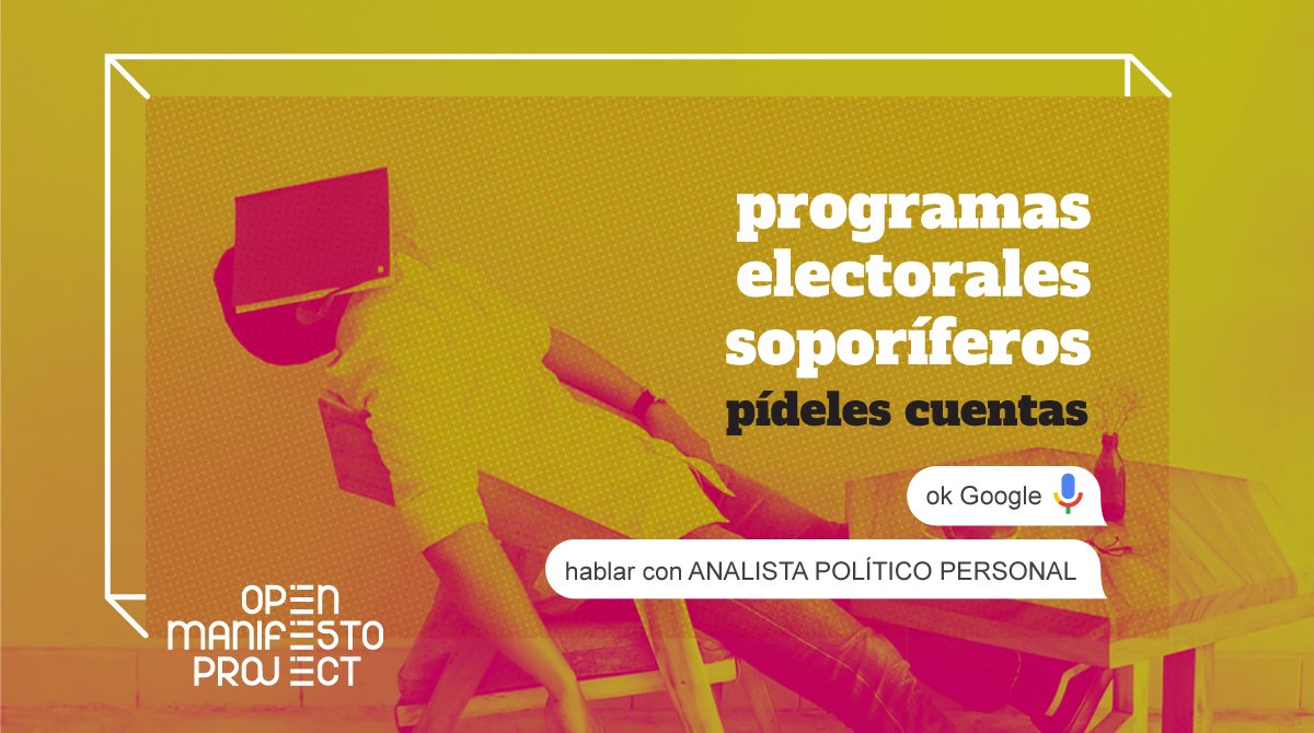 X_net_'s tweet photo. ¿Cumplen los partidos políticos los compromisos de sus programas electorales?
Nos adherimos al #OpenManifestoProject de rendicion de cuentas para partidos, impulsado por @CIECODE @UPV @GO_DIVAL @etsinfupv
https://t.co/ZrCnIlmKrq https://t.co/5TIbfzb8dH