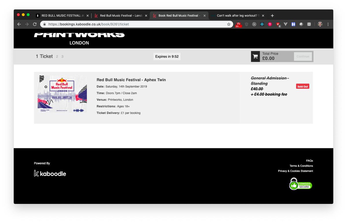 ruchevits's tweet photo. @Printworks_LDN @kaboodlemcr Ridiculous. Clicked 'Book' at 9:00:10 and it's fucking SOLD OUT! https://t.co/UzusFyLIBE