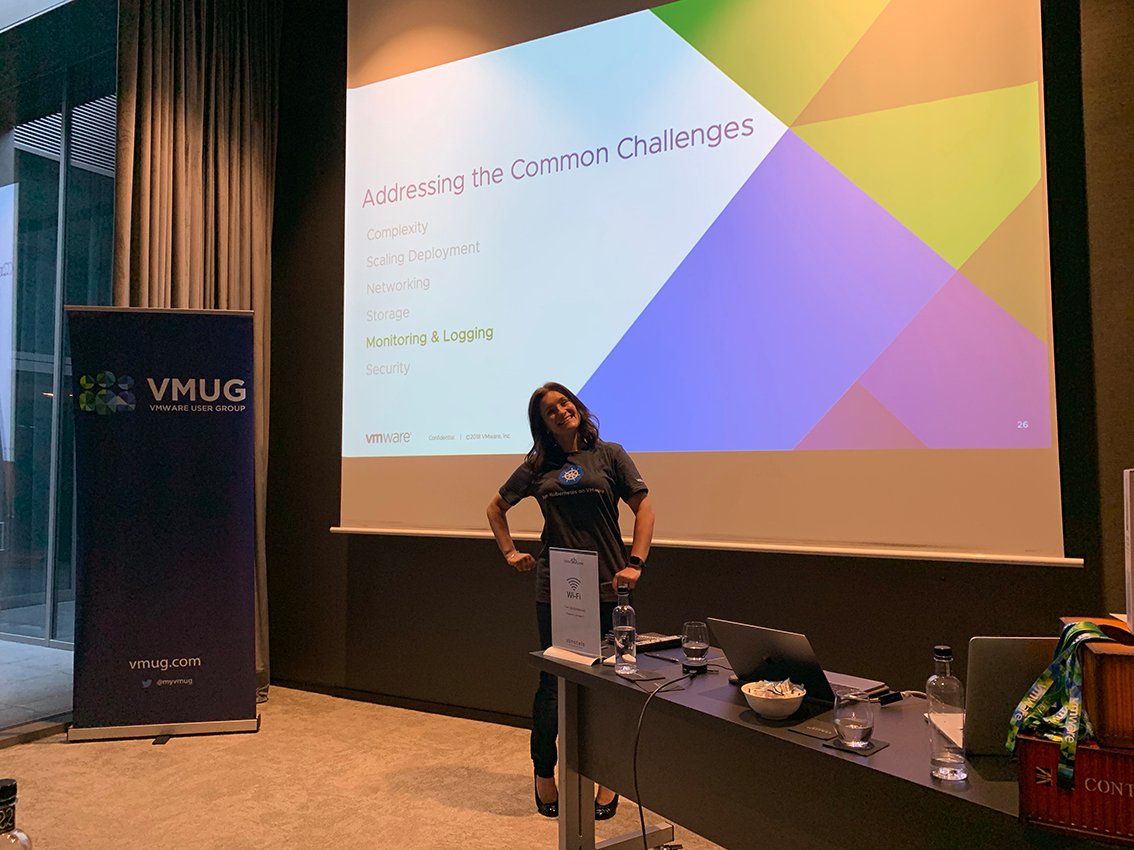 antoniogallego's tweet photo. @LicjaGilderdale is now delivering a great pitch about #VMwarePKS, btw full house at @VMUGBCN #cloudnativeapps https://t.co/9KETBchhtR