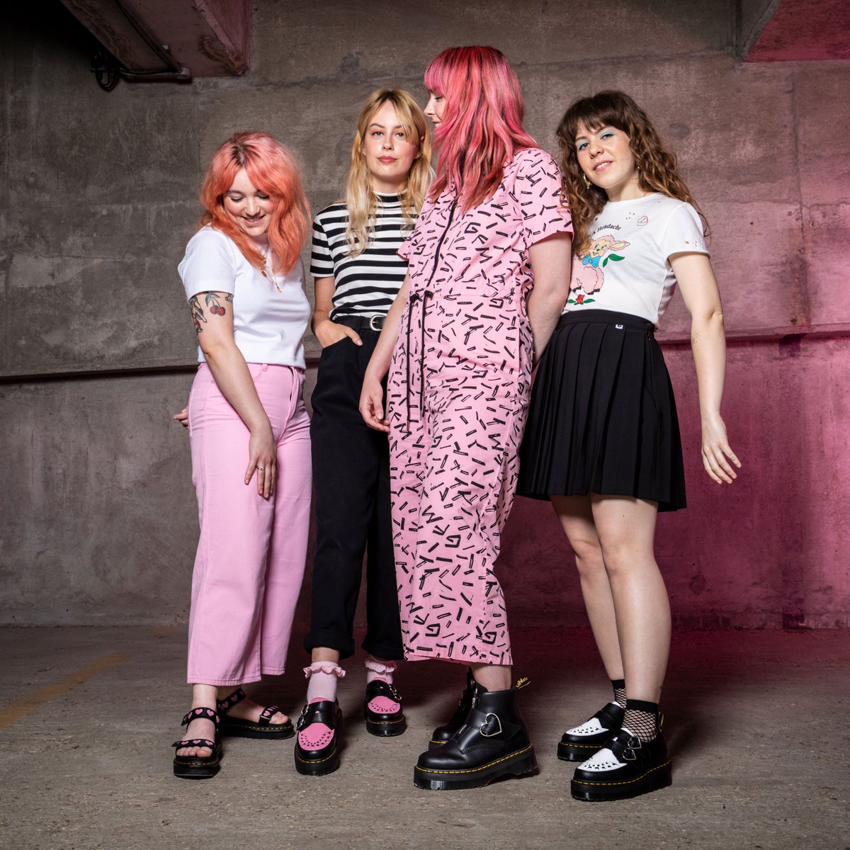 drmartens's tweet photo. To launch our highly anticipated new collaboration with @lazyoaf, we teamed up with awesome activist riot grrrl band @ppeachclubb to check out the collection. Head to our bio to read the Q+A.

https://t.co/eYR0RfwusR https://t.co/CHGRus4SG6