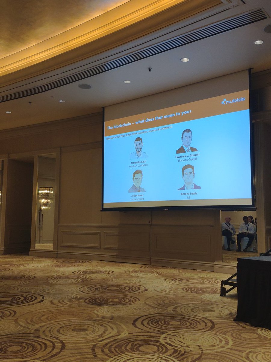 amadeobrands's tweet photo. Blockchain Panel at @hubbisnews Digital Wealth Asia Forum 2019 lot of family offices and bigger funds only 4 people in the room own Crypto ;) Interesting times ... https://t.co/XlMQIzvAzl