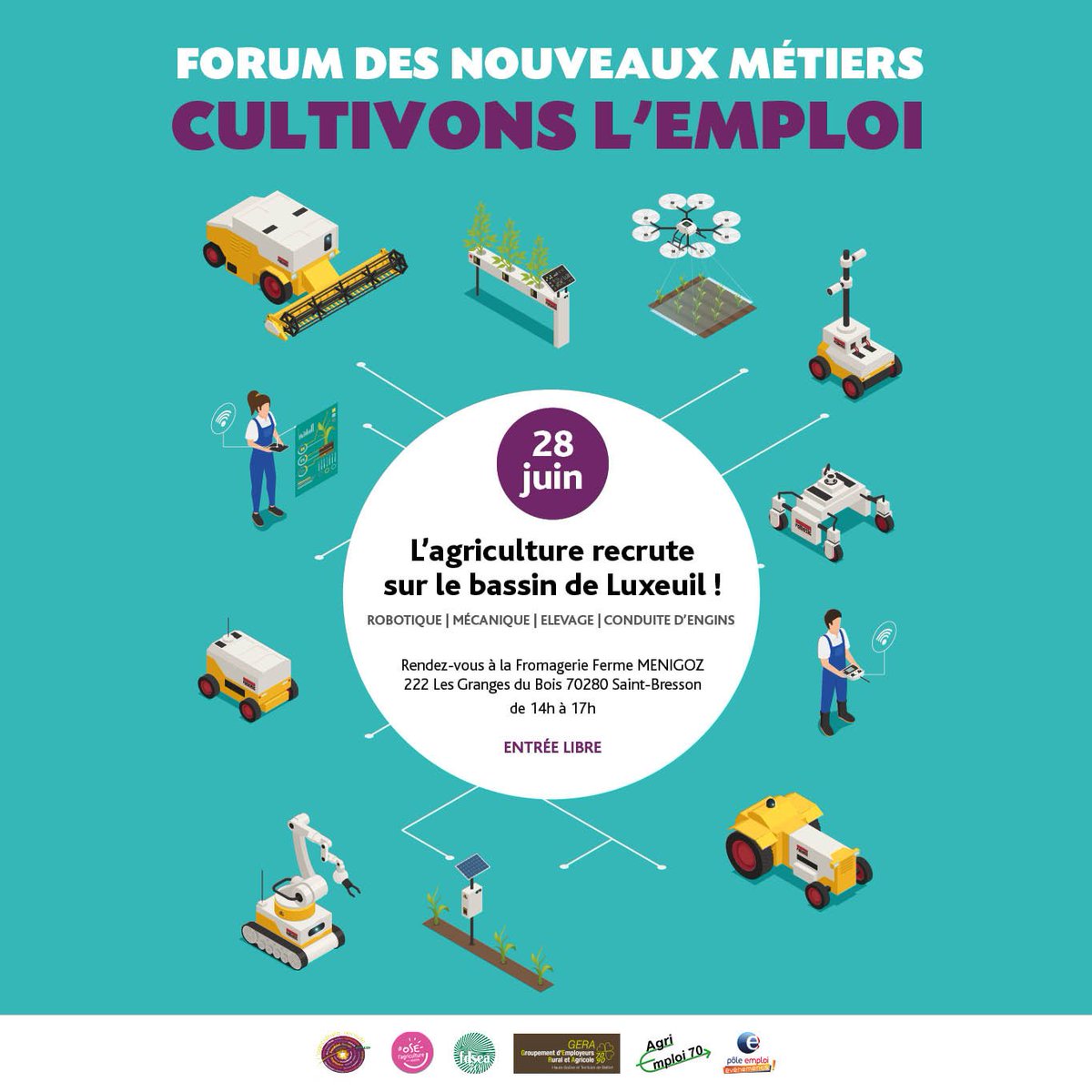 Cultivons l'#emploi ! L’agence #Pôleemploi de Luxeuil, en partenariat avec la <a href="/FDSEA70/">FDSEA Haute-Saône</a> , organise un forum consacré aux nouveaux métiers de l’#agriculture « Cultivons l’emploi » le 28 juin 2019, de 14h à 17h.
<a href="/ChambagriFrance/">Chambres d'agriculture France</a> @EmploiAgri