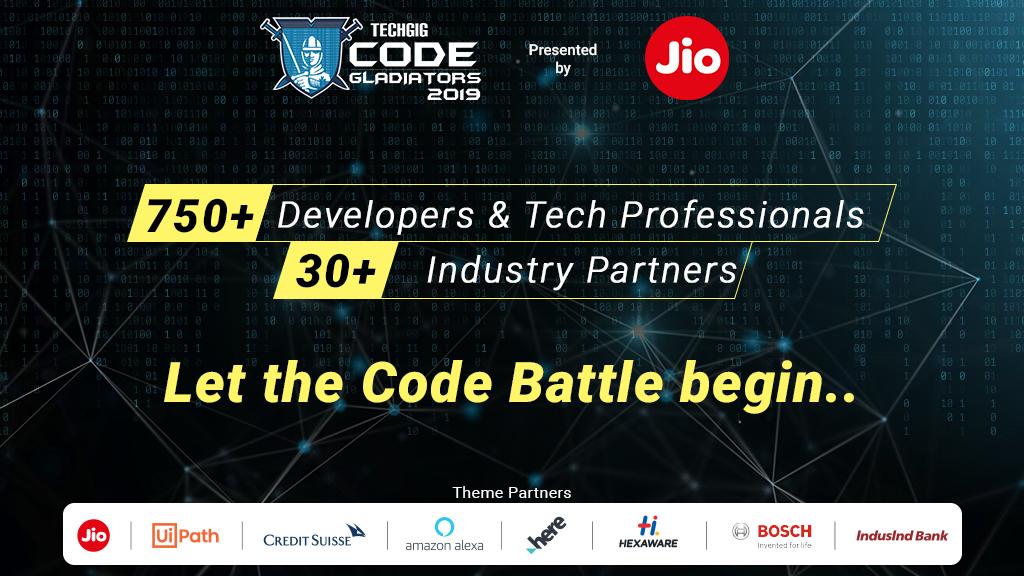 ETTechGig's tweet photo. The final coding warfare for the ultimate title of “The Conqueror of Codes” is all set to begin.
Follow us on TechGig Code Gladiators 2019 presented by @reliancejio: https://t.co/yXsPLtFM4l
#TechGig #JioCodeGladiators19 #OnlyAtTechGig #CodeGladiators #CG2019 #ConquerWithCode https://t.co/RpSMsBnXJ0