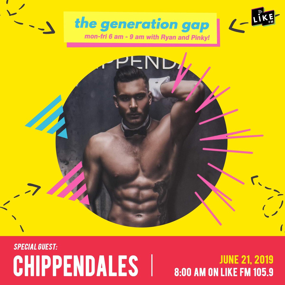 LiteFM1059's tweet photo. We got some special guests coming in tomorrow at 8:00 AM on #TheGenerationGap!!
Ryan and Pinky will be talking to the world-famous Chippendales!!!
Got any questions for them? Comment down below! #OneYearOfLikeFM ๐ https://t.co/IlwLVQKlUm