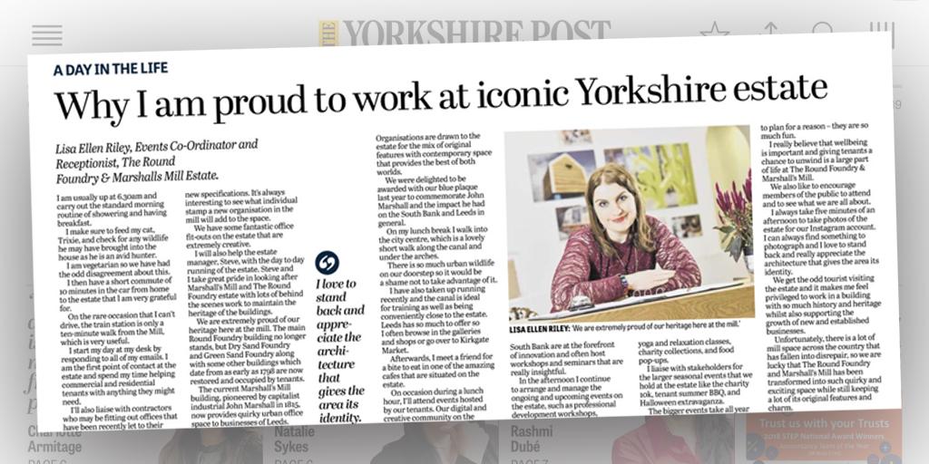 WeAreWildPR's tweet image. Great to see our client @MillandFoundry featured in today's The @yorkshirepost 📰 Read why Events Co-Ordinator and Receptionist, Lisa, is proud to work at such an iconic Yorkshire estate #TRFMM #SouthBankLeeds #ClientPR