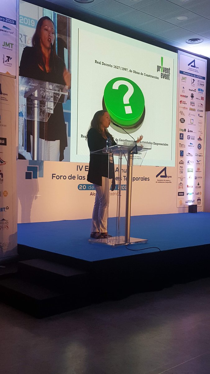 AsociacionASPEC's tweet photo. Ana Alonso (Prevent Event) comparte durante el #ForoASPEC su experiencia en el ámbito de la coordinación de actividades empresariales en un evento. https://t.co/iIx65lR1o3