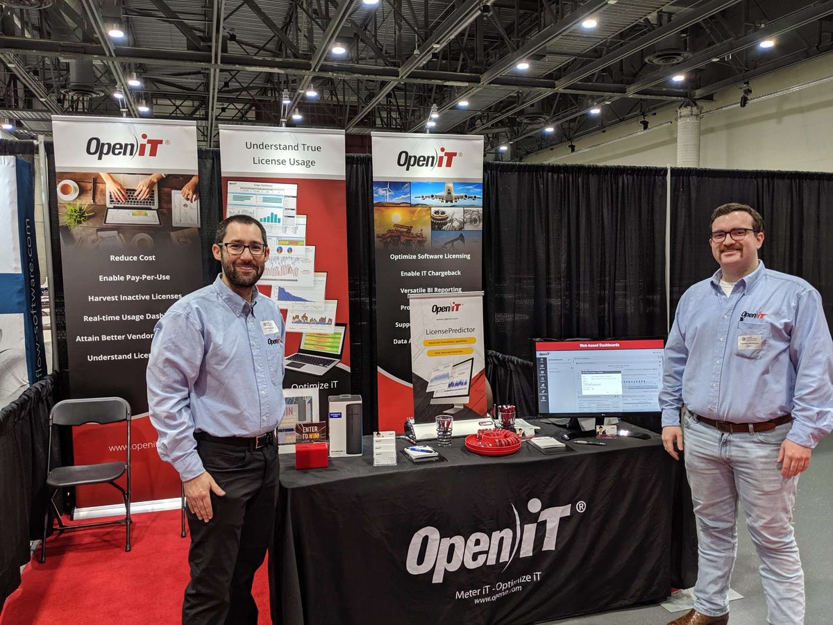 OpeniTInc's tweet photo. Quebec City, Canada | The Open iT Team, Tom Rosenwinkel and Chandler Headington (insert Linda Cole) are waiting for you at our stand. We have a lot to talk about #machinelearning #roi #predictiveanalytics and #softwareusage. Come see us! 
#NAFEMS19 
#engineeringsoftwaremanagement https://t.co/3kUfktUVh0