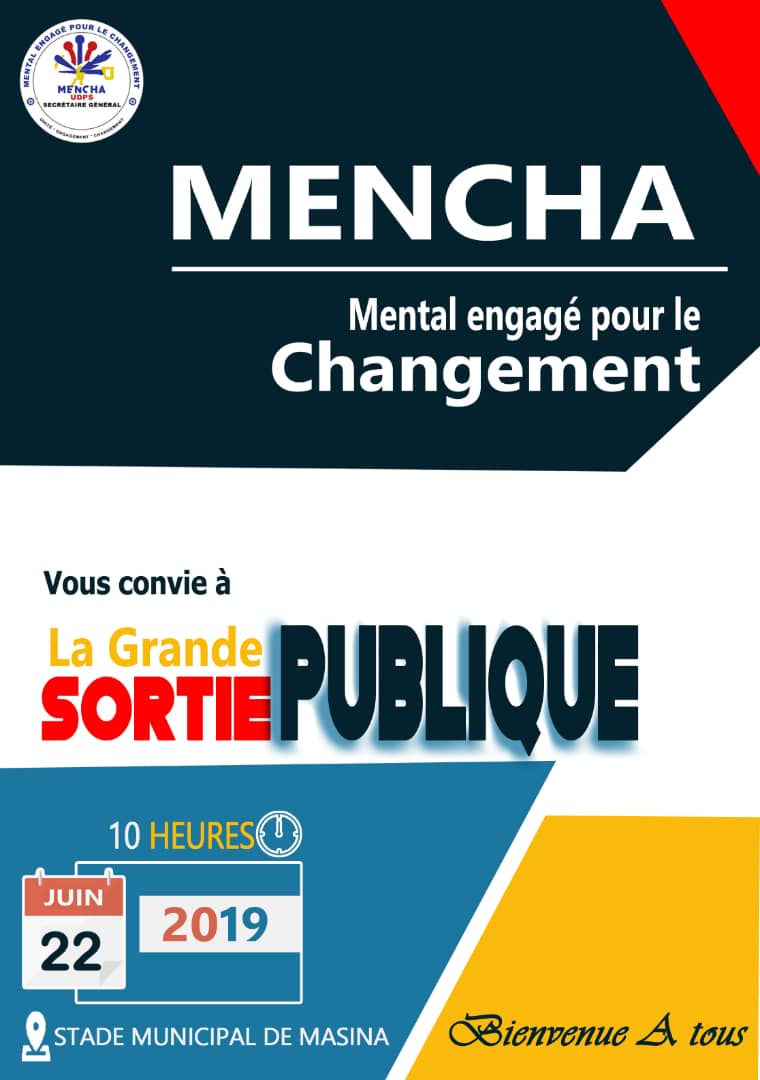 Ce samedi 22 au stade municipal de masina, toute la jeunesse congolaise mobilisée pour un nouvel engagement politique ... Avec le MENCHA UDPS