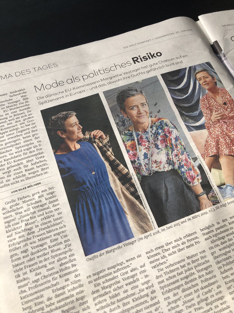 Mal abgesehen davon,dass es keine Rolle spielen sollte was wer an hat &amp; wir auch nicht ständig Frauen mit dem Mode-Thema verbinden sollten,feiere ich <a href="/vestager/">Margrethe Vestager</a> |s Antwort auf was sie mit Kleidung sagen will: „Zunächst einmal, dass ich eine Frau bin und kein verkleideter Mann“