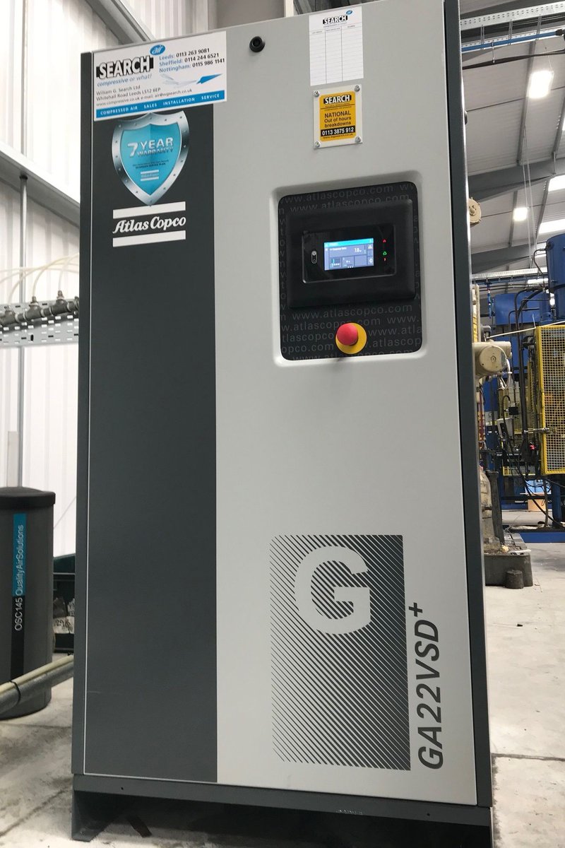 WGSearchUK's tweet image. Search Air: 
Installation of a new 22kw variable speed drive compressor to replace a Doncaster client&apos;s old unit.
The client will now start using less energy and all from a free energy survey.
#wgsearch #searchair #compressive #air #compressedair #atlascopco
