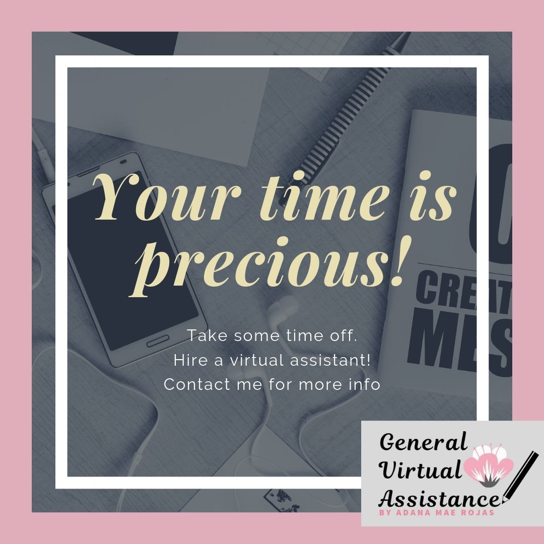 AdanaMae_Rojas's tweet photo. Take some of your workload off. I can help you with that! #virtualassistantservices #virtualassistant #virtualassistantphilippines #virtualassistantforhire #freelancer #virtualassistantfreelance #virtualofficeassistant  #virtualassistants #freelancer #virtualassistantservices https://t.co/35wbu2lyh8